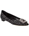 Manolo Blahnik Hangisi Patterned-jacquard Flat Pumps In Black
