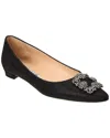 Manolo Blahnik Hangisi 10 Glitter Flat In Black
