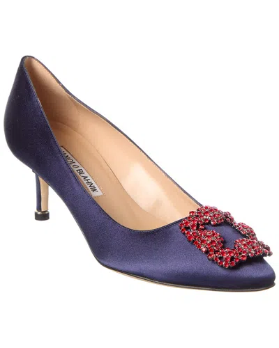 Manolo Blahnik Hangisi 100 Satin Pump In Blue