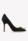 Manolo Blahnik 70mm Hangisi Crystal-buckle Pumps In Black