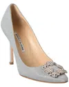 Manolo Blahnik Hangisi 70 Glitter Crystal Buckle Pumps In Silver