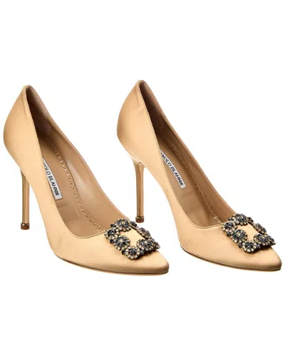 Pre-owned Manolo Blahnik Hangisi 105 Satin Pump (authentic Pre-loved) In Yellow
