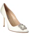 Manolo Blahnik Hangisi Embellished Buckle Pumps In White