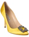 Manolo Blahnik Crystal Buckle Pointed High Heels In Yellow