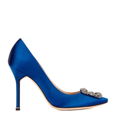 Manolo Blahnik Hangisi 105 Silk-satin Pumps In Blue