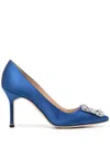 Manolo Blahnik Hangisi 105mm Embellished Satin Pumps In Blue