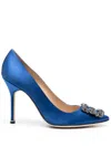 Manolo Blahnik Hangisi 105mm Satin High-heel Pumps In Blue