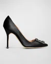 Manolo Blahnik Hangisi 105mm Satin High-heel Pumps In Black