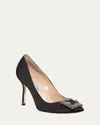Manolo Blahnik Hangisi 105mm Satin High-heel Pumps In Black