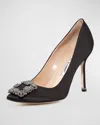 Manolo Blahnik 70mm Hangisi Crystal-buckle Pumps In Black