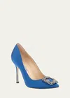 Manolo Blahnik Hangisi 105mm Satin High-heel Pumps In Blue