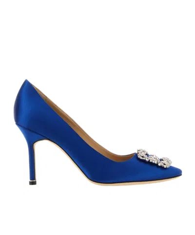 Manolo Blahnik Hangisi 105mm Satin Pumps In Electric Blue