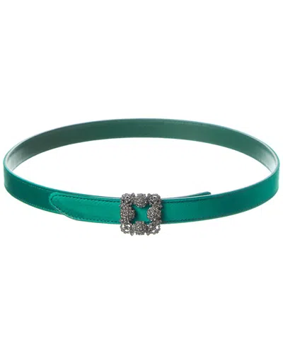 Manolo Blahnik Hangisi 20 Satin Belt In Green