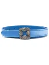 Manolo Blahnik Blue Hangisi Leather Belt In Blue