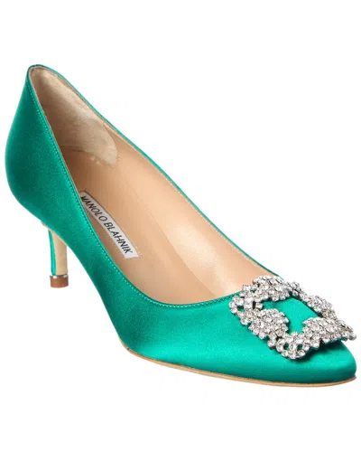 Manolo Blahnik Hangisi 50 Satin Pump In Green