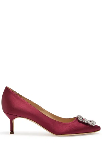 Manolo Blahnik Hangisi 50 Satin Pumps In Red