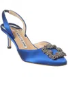 Manolo Blahnik Hangisli 70 Satin Slingback Pump In Blue