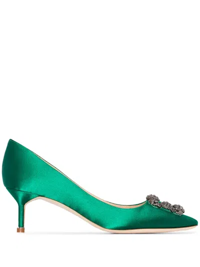 Manolo Blahnik Hangisi 50mm Pumps In Green
