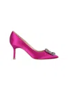 Manolo Blahnik Hangisi 90 Crystal-embellished Satin Pumps In Purple