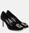 Manolo Blahnik Hangisi 70 Embellished Velvet Pumps In Black