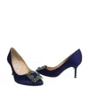 Manolo Blahnik Crystal Buckle Detail Design High Heels In Black