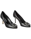 Manolo Blahnik Hangisi 70 Leather Pump (authentic Pre-loved) In Black