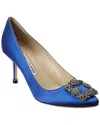 Manolo Blahnik Satin Hangisi 105 Pumps With Jewel Embellishment