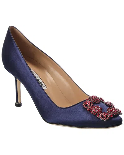 Manolo Blahnik Hangisi 70 Satin Pump In Blue