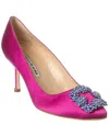 Manolo Blahnik Hangisi 70 Embellished Satin Pumps In Blue