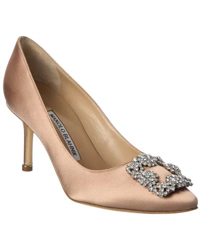 Manolo Blahnik Hangisi 70 Satin Pump In Brown