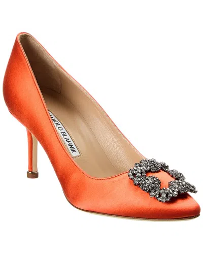 Manolo Blahnik Hangisi 70 Satin Pump In Orange