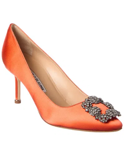 Manolo Blahnik Hangisi 70 Satin Pump In Orange