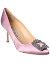 Manolo Blahnik Hangisi 90 Satin Pump In Purple