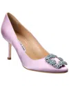 Manolo Blahnik Hangisi Embellished Satin Pumps In Purple