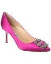 Manolo Blahnik Hangisi 70 Embellished Satin Pumps In Red