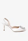 Manolo Blahnik Women's Hangisli 70mm Satin Slingback Pumps In Cream