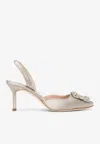 MANOLO BLAHNIK HANGISI 70 SATIN SLINGBACK PUMPS