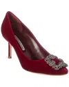 Manolo Blahnik 105mm Hangisi Satin Pumps In Red