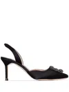 Manolo Blahnik Hangisi 70 Swarovski Crystal-embellished Satin Courts In Black