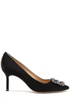 Manolo Blahnik Hangisi 75 Silk-satin Pumps In Black