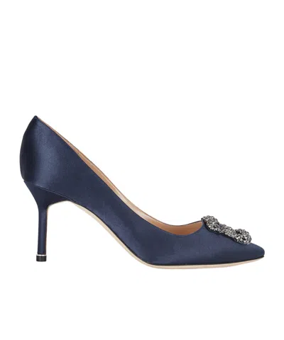 Manolo Blahnik Hangisi 75 Silk-satin Pumps In Blue
