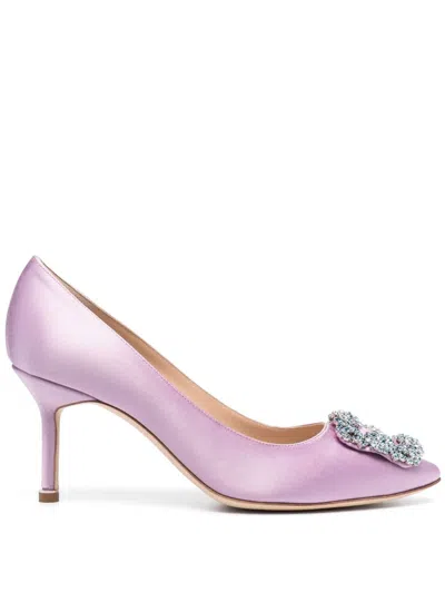 Manolo Blahnik Hangisi 80mm Appliqué Pumps In Purple