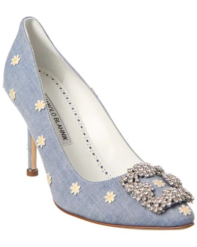 Manolo Blahnik Hangisi 90 Chambray Pump In Blue