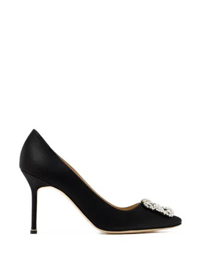 Manolo Blahnik Hangisi 90 Crystal-buckle Pumps In Black