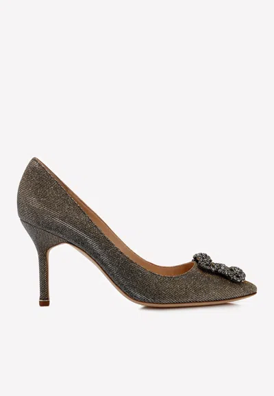 Manolo Blahnik Hangisi 90 Glitter Pump In Dgry