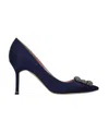 Manolo Blahnik Crystal Buckle Detail Design High Heels In Black
