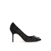 Manolo Blahnik Hangisi 90 Pleated Satin Pumps In Black