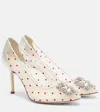 Manolo Blahnik Hangisi Polka-dot Mesh Pumps In White