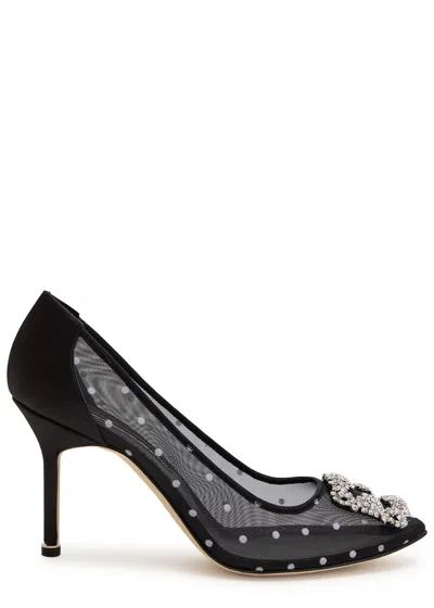 Manolo Blahnik Hangisi 90 Polka-dot Mesh Pumps