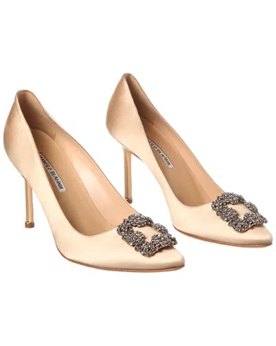 Manolo Blahnik Hangisi Silk Satin Pumps In Neutrals